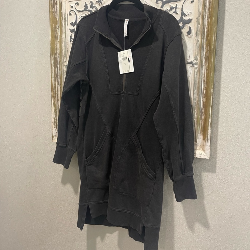 Daily Practice by Anthropologie Meru Sweatshirt Mini Dress in Black - NWT! - Picture 5 of 11